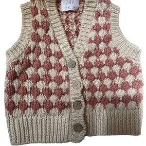 Zara Crochet Vest in Cream and Brown